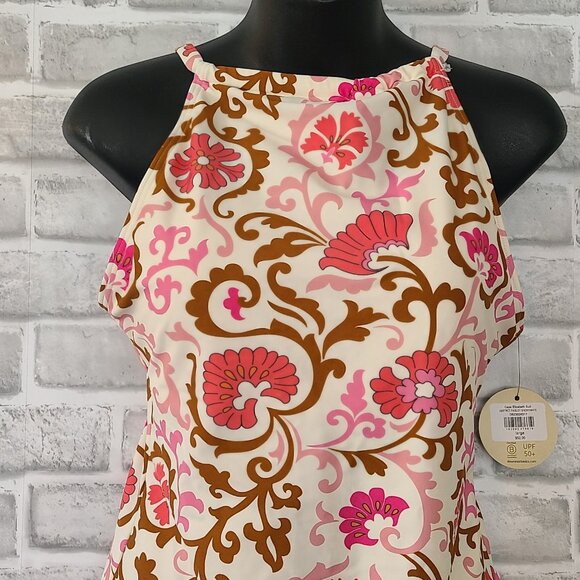 Downeast Cape Elizabeth Paisley One Piece Swimsuit L Modest NEW Soft Cup - Picture 3 of 7